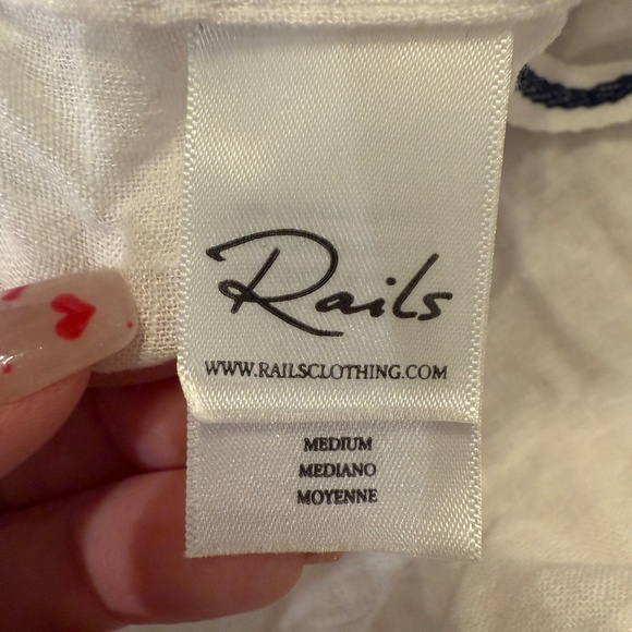 Rails Matea White Linen Lace Up Blouse White 35020 - Picture 11 of 15